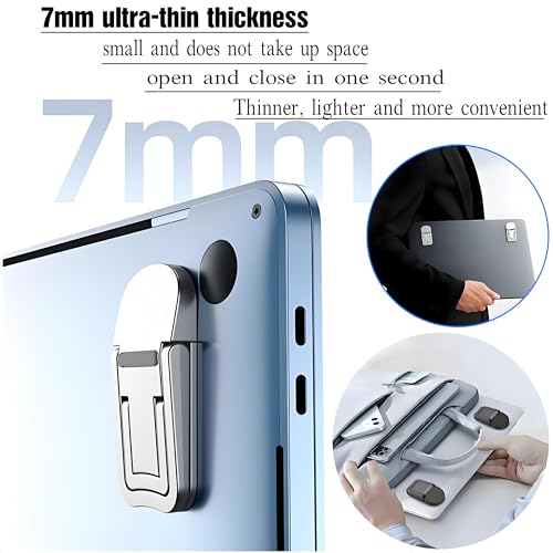 2PCS Laptop Stand Portable,Adjustable Laptop Riser, Ergonomic Cooling Mini Invisible Notebook Stand Riser for Desk Computer Keyboard MacBook Universal 10-17 Inch (Silver) - color: Silver