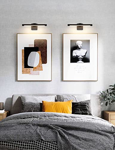 Joosenhouse LED Picture Light Fixtures 16.53" Inches Long Modern Black Wall Lamps with Rotatable Lighting Tube Picture Frame Lights for Paintings 7W(50W Eqv.) Hardwired Connection 3000K - color: Black, size: Dimmable 16.53" Long