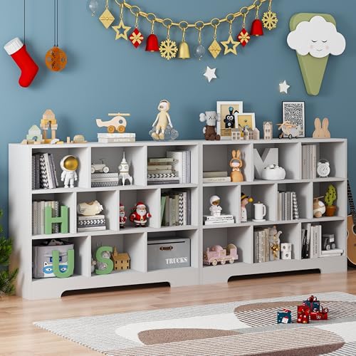 Book Shelf, 10 Cubes Storage Organizer, Open Shelf Bookcase White Bookshelf | 3-Tier Wooden Cube Shelf, Freestanding Cube Storage for Bedroom, Living Room, Home Office - color: White, size: 10 Cubes-2 PCS