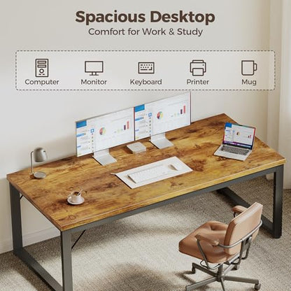 Mericonia 48 Inch Computer Desk, 1" Thick Small Office Table, Brown - color: Brown, size: 48",1"T