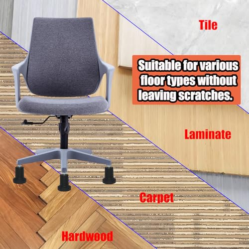 6 Pack Black Bell Glides, High Profile Office Chair Feet 11mm | Nylon Body, Steel Stem, 82mm Height, 50mm Base, 22mm Grip Ring, Push In Install, Fits Stools - style: Long