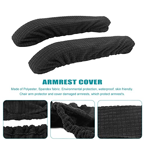Kakalote Stretchable Office Chair Armrest Covers, 1Pairs Removable Arm Rest Slipcovers Elastic Arm Covers Protectors for Office, Desk, Gaming Chairs(Black-No Padding) - color: Black
