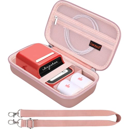 Canboc Carrying Case for NIIMBOT B21 Label Maker, Rose Gold (Case Only) | Portable Bluetooth Thermal Label Printer Bag with Removable Shoulder Strap, Mesh Pocket fit Printer Labels, USB Cable - color: Rose Gold+Rose Gold