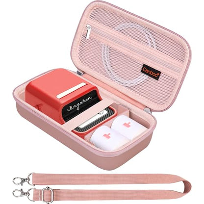 Canboc Carrying Case for NIIMBOT B21 Label Maker, Rose Gold (Case Only) | Portable Bluetooth Thermal Label Printer Bag with Removable Shoulder Strap, Mesh Pocket fit Printer Labels, USB Cable - color: Rose Gold+Rose Gold