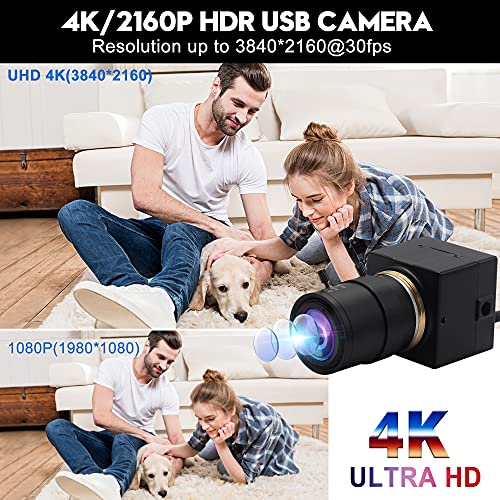 UHD 4K USB Camera, 2.8-12mm Varifocal Zoom Lens Mini Webcam | Plug and Play, Low Power Consumption USB Camera, Support OPENCV for Windows/Linux/Raspberry Pi/Mac - size: 2.8-12mm Varifocal Lens