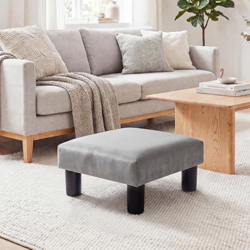 Joveco 15'' Small Foot Rest Stool Ottoman- Upholstered Footstool and Ottomans Small Footrest for High Beds- Lightweight and Portable, Light Gray - color: Light Gray