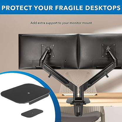 Mount-It! Monitor Mount Reinforcement Plate, Steel Desk Protector for Glass and Thin Tabletops, Compatible with C-Clamp and Grommet Mounts, Anti-Skid EVA Pads, Supports Multi-Monitor Setups