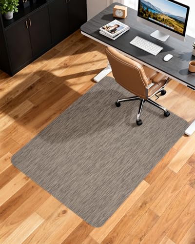 Soimeat Office Chair Mat for Hardwood Floor, 35.4" x 55" Non-Slip Desk Computer Chair Mat, PVC Floor Mat for Rolling Chair, Heavy Duty Wood/Tile Floor Protector Desk Rug for Home, Dark Brown - color: Dark Brown, size: 35.4" x 55"