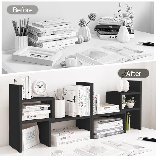 Jerry & Maggie Adjustable Rotatable Wood Desktop Display Shelf Black - color: Black