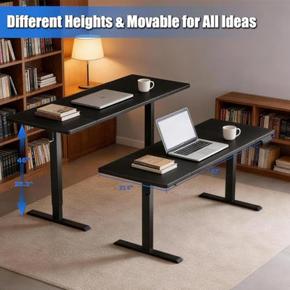 Standing Desk with Splice Board Adjustable Height- 63 inch Mobile Stand up Desk with Wheels, Portable Sit Stand Desks Electric with Lockable Casters - color: Black, size: 63