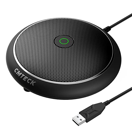 CMTECK Conference USB Microphone, Plug-and-Play Omnidirectional Desktop Mic | Omnidirectional condenser for clear audio,compact design. Ideal for video, streaming, YouTube. Works with macOS/Windows - color: WITHOUT SPEAKER（ dark black）