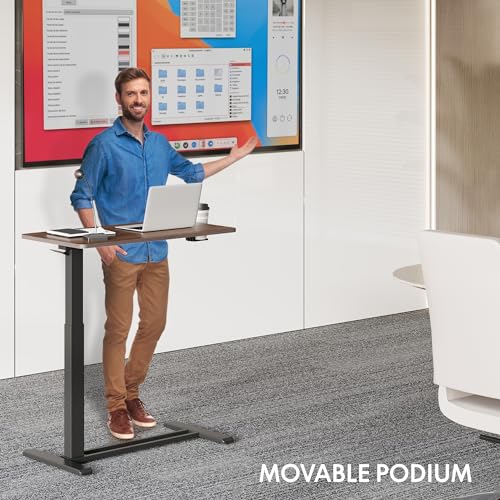 FLEXISPOT H7 32" Pneumatic Height-Adjustable Overbed Table with Wheels - color: Mahogany, size: Large