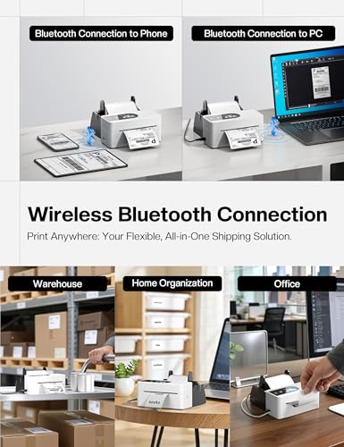 Phomemo Thermal Label Printer with Touch Screen | Wireless Bluetooth shipping label printer for small business, compatible with Amazon Shopify UPS USPS Android iOS Windows Mac - color: White