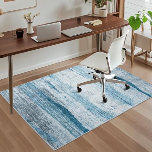 Office Chair Mat for Hardwood Floor, 48"x36" Easy Glide Computer Chair Mat Protector for Rolling Chair Under Desk Rug Nonslip Backing, Machine Wash - color: Sky Abstraction, size: 36"x48"