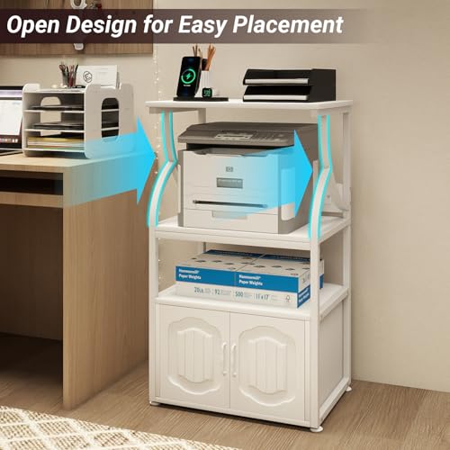 Natwind 4 -Tier Rolling Printer Stand with Power Outlet,23.6"x15.8",White - size: Style B