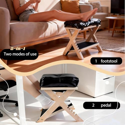 Adjustable Foot Rest for Under Desk at Work, Foot & Leg Rest | (Regular) 4-Level Wooden Ergonomic Footstool Base for Office, Gaming & Home