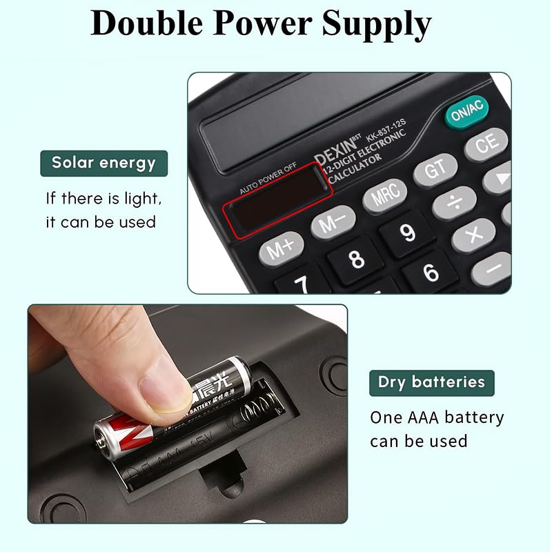 Desktop Calculator with Large LCD Display and Sensitive Button, 12 Digits Standard Function, Suitable for Office, Home, School