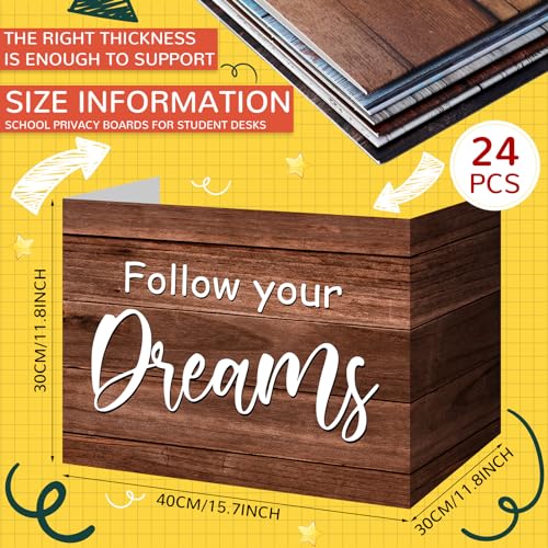 Honoson 24 Pcs Inspirational Privacy Folders for Students | Cardboard Desk Shields with Motivational Words, 6 Designs for Classroom Study, Tri-fold Exam Dividers, Bulk Test Boards - style: Farmhouse