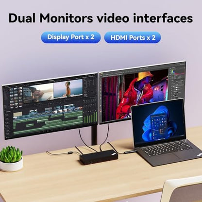 ThinkPad 40AF0135 Universal Hybrid Docking Station | For Lenovo Laptops, Dual Monitor, Comes with ITSPWR HDMI 4K Cable + DP Cable+ Cleaning Cloth - style: HDMI + DP Cable