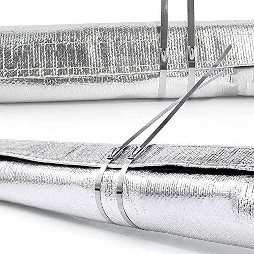 Heat Shield Sleeve Fuel Line Wire Sleeve for Ultimate Heat Protection, 1" I.D. x 10FT with 10PCS Stainless Steel(304) Cable Ties - Silver - color: Silver, size: 1ID*10FT