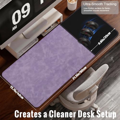 HAUTOCO Cork Desk Mat 31.5"x15.7", Distressed PU Leather & Cloth Desk Pad - color: Purple, size: 31.5" x 15.7"