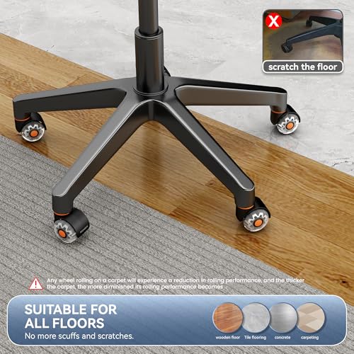 2 Inch Replacement Office Chair Wheels for IKEA Chair, Computer Gaming Castor for Carpet, Stem 3/8-7/8, Set of 5 for Furniture Hardwood Hard Floors Chair Caster Tile Smooth Safe Quiet Rolling,(Orange) - style: Fit 1KEA ( CLR & Orange- 2 in)