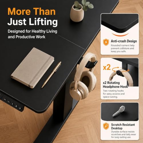 Claiks Electric Standing Desk, 32x19 Inch, Height Adjustable, Dark Black - color: Dark Black, size: 32 Inch