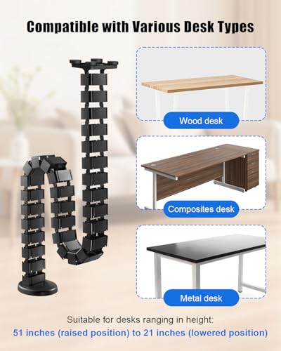 Under Desk Vertebrae Cable Management Spine Fit for Sit Stand Desk | Chain Raceway Cable Management, Magnetic Flexible Wire Spine Adjustable Length, Magnetic Wire Organizer for Standing Desk
