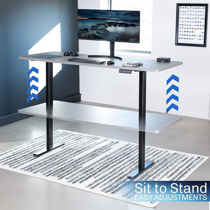 VIVO Electric Dual Motor Standing Desk Frame for 41 to 81 inch Table Tops, Frame Only, Ergonomic Standing Height Adjustable Base with Push Button Memory Controller, Black, DESK-V122EB - color: Black