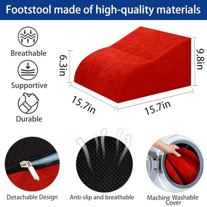 Foot Rest for Under Desk at Work, Ergonomic Under Desk Footrest with Washable Cover for Office, Home & Gaming Leg Elevation Pillow Red - color: G-red