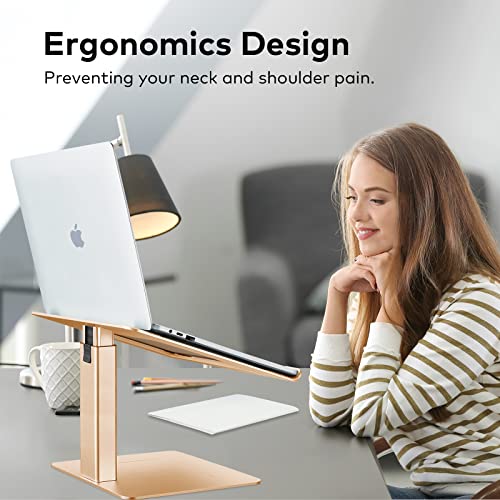 Laptop Stand for Desk, Ergonomic Sitting and Standing Laptop Riser for Notebook MacBook 11-17 Inches，DJ Laptop Stand Adjustable Height from 7-15 Inches Aluminum(Gold) - color: Gold