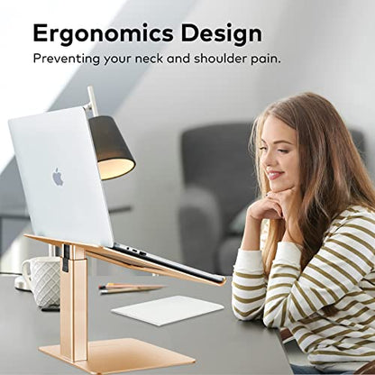 Laptop Stand for Desk, Ergonomic Sitting and Standing Laptop Riser for Notebook MacBook 11-17 Inches，DJ Laptop Stand Adjustable Height from 7-15 Inches Aluminum(Gold) - color: Gold