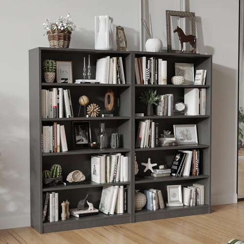Farini 60 Inch Tall Bookcase,5 Shelf Bookshelves,Adjustable Bookshelf for Home Office,Grey - color: Grey, size: 5 shelf