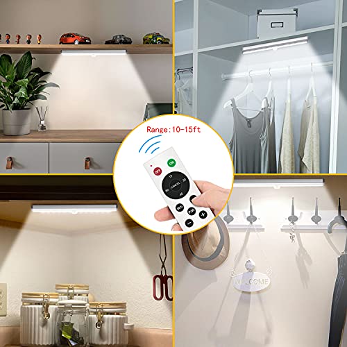 Remote Control Under Cabinet Lighting Wireless 6 Pack, 20-LED Dimmable Closet Lights Rechargeable Under Counter Light, Stick on Touch Night Light Strip Bar for Kitchen Stairway Bedroom, 3 Colors - size: 6 Pack