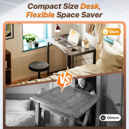 Huuger Folding Desk for Small Spaces, 31.5 Inch Foldable Computer Table - color: Grey, size: 18.9"D X 31.5"W