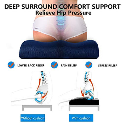 YOUFI Extra Thick Large Seat Cushion -19 X 17.5 X 4 Inch Gel Memory Foam Cushion with Carry Handle Non Slip Bottom - Pain Relief Coccyx Cushion for Wheelchair Office Chair (Blue (1PACK)) - color: Blue