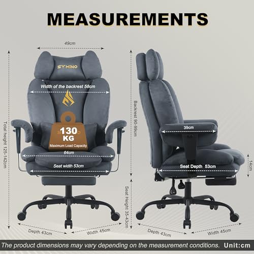 Symino Ergonomic Gaming Chair with Footrest & 155° Recline - color: Grey-horn