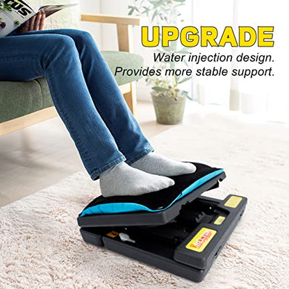 footrest for Under Desk at Work, Massage and Soft Cushion, for Multi-Scene | 4-section height adjustable, foldable, ergonomic footrest, metal frame (Yellow) - color: Soft Cushion- Yellow