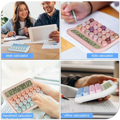 DECKLIT Battery Desk Calculator - 12 Digit Extra Large 5-Inch LCD Display, Big Buttons Easy to Press, 15 Tilt Screen (Ice Blue) - color: Ice Blue