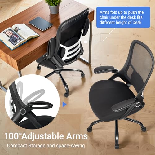 HYLONE 400lbs Heavy Duty Office Chair, 5" Thickened Seat Ergonomic Desk Chair with Adjustable Armrests, Home Office Computer Chairs for Long Hours Mesh Executive Chair(Black) - color: Black