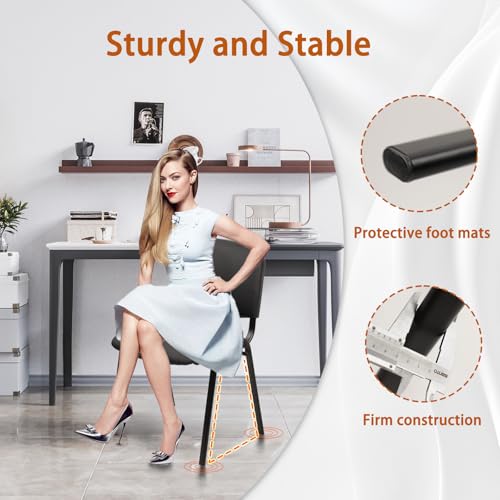 CLATINA Stacking Guest Chairs Set of 10, Leather Waiting Room Chair no Wheels, Armless Office Chairs with Metal Frames, Stackable Conference Room Chair for Reception, Meeting, Training, Black - color: Black-leather, size: 10 Pack