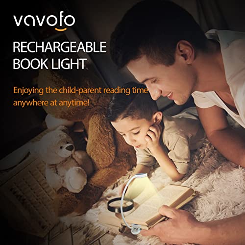 VAVOFO Rechargeable Book Light, 14 LEDs Eye Care Clip On Amber Reading Light for Bookworms Reading in Bed with 9 Colors 9 Brightness (White-Blue) - color: White-Blue