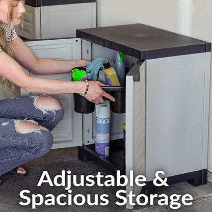 Sunnydaze 25.5" Garage Storage Cabinet with Adjustable Shelf, Gray - color: Grey, style: No Drawer - 25.5" H