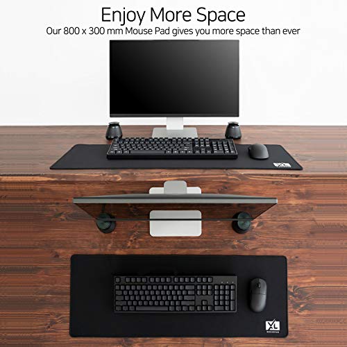 XL Mouse Pad - Large Extended Gaming Desk Mousepad (800x300x3mm) - Nonslip Rubber Base and Water Spill Resistant Desktop Keyboard Mouse Mat - Anti-Fray Cloth - Black - size: X-Large (31.5"x12")