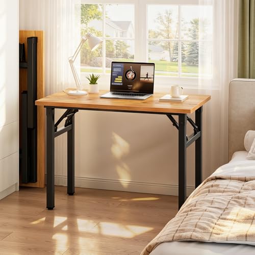 Need Small Folding Computer Desk, 35.8 Inch Writing Table, Teak & Black - color: Teak & Black, size: 35.8 inches