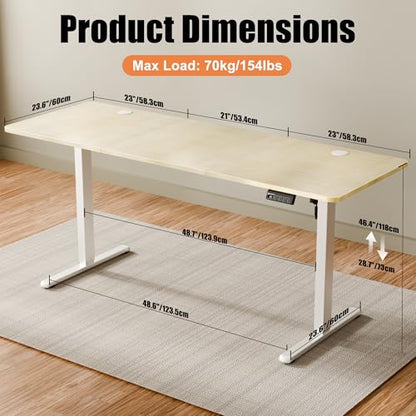 67"x24" Standing Desk, Height Adjustable Sit-Stand Office, Oak | Electric Adjustable Standing Desk, Sit to Stand Computer Office Desk with Splice Board, Memory Preset, Lifts 28.7''-46.5" - color: White Frame-gold Oak, size: 67-inch