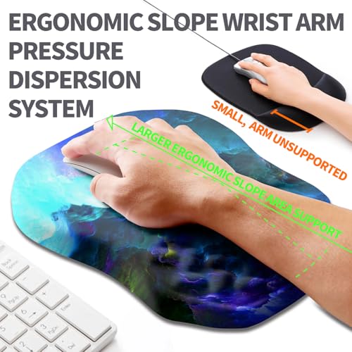 Ergonomic Slope Mouse Pad Wrist Support, Wrist Rest Mousepad for Carpal Tunnel Pain Relief with Massage Bulge and Slow Rebound Memory Foam (12x8 inch, Nebula) - color: AM044-nebula