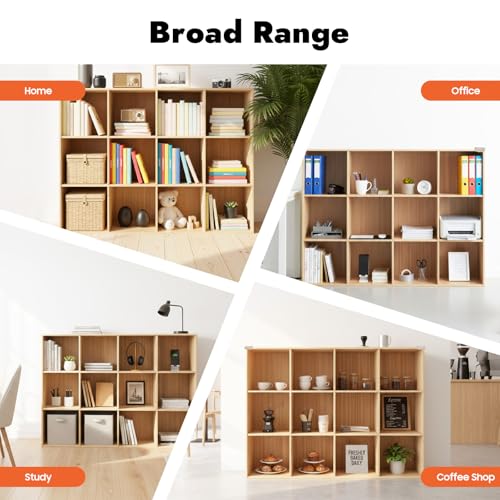 12 Cube Storage Organizer - Solid Wood Bookshelf for Bedroom, Living Room | Vertical or Horizontal Bookshelf Organizer | Open Book Shelf | Easy Assembly | 47.24''Lx11.81''Wx23.62''H (12 Cubes) - size: 12 Cubes