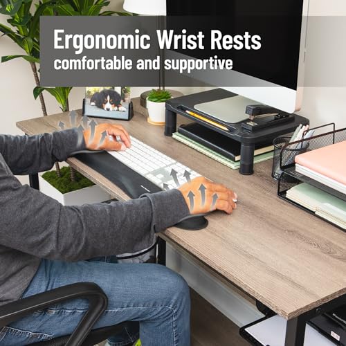 Mind Reader Ergonomic Keyboard and Mouse Wrist Rest Sets, Gaming Accessory, Memory Foam, 16.75" L x 3" W x 0.75" H, 6 pcs, Black - size: 3-Pack