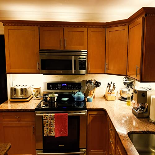 Under Cabinet LED Lights Kit Dimmable by AC in-wall Dimmer. 3000K | Plug/Direct Wire LED Driver. Super Bright Linkable Lighting Strip for Kitchen Cabinets Counter. 35W 2000 Lumen. Warm White. - color: Warm White 3000K